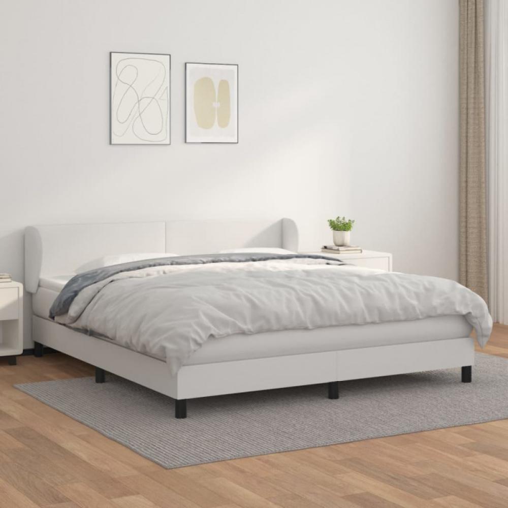 vidaXL Boxspringbett mit Matratze Weiß 180x200 cm Kunstleder 3127206 Bild 1