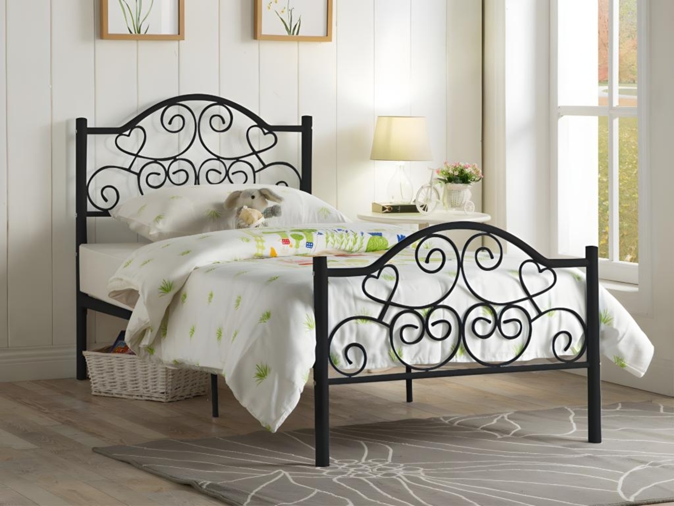 Vente-unique - Metallbett mit Matratze - 90 x 190 cm - Schwarz - LEYNA Bild 1