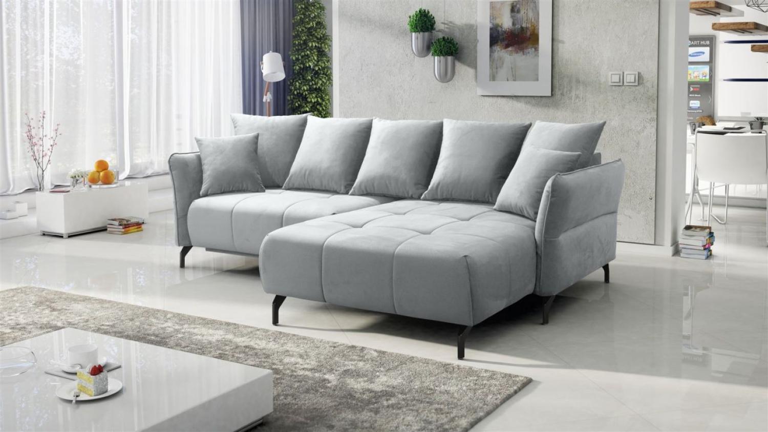 Ecksofa Schlafsofa Sofa SADIE Stoff Element Hellgrau Ottomane Rechts Bild 1