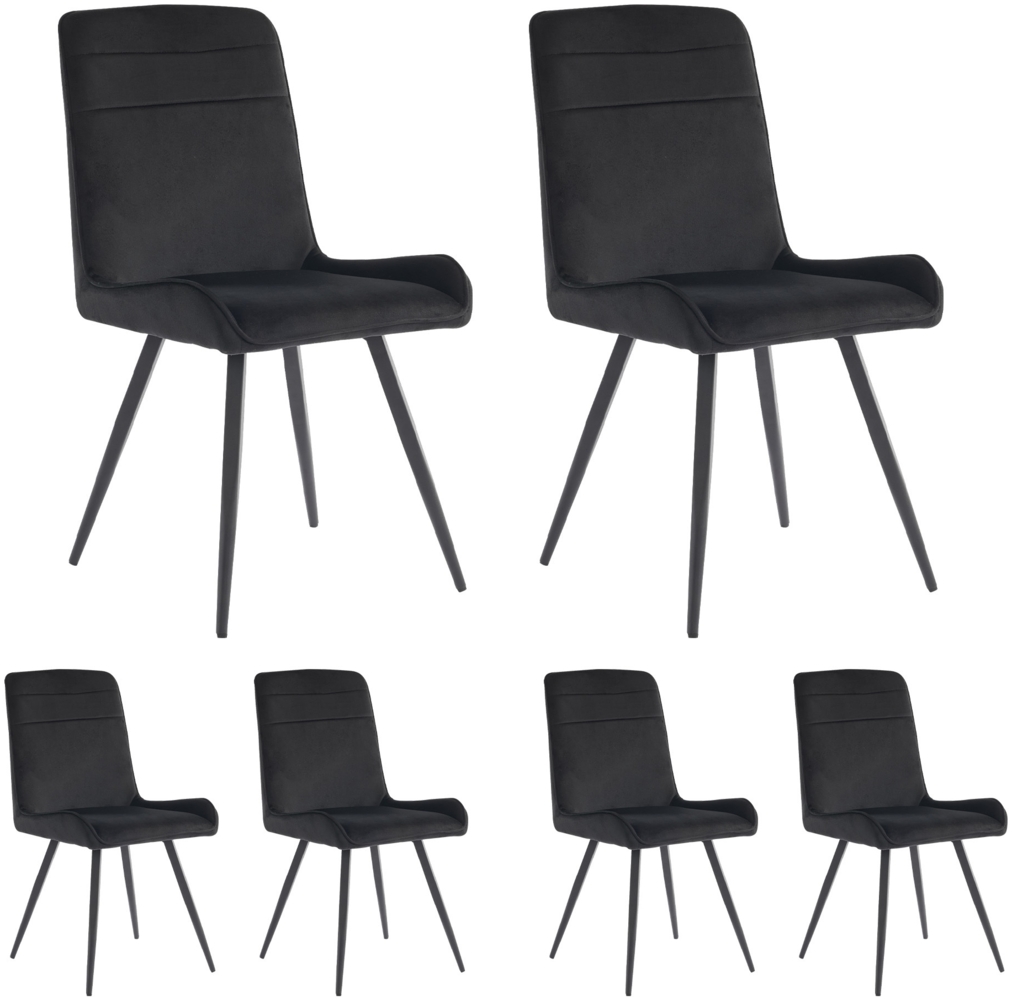 Merax Esszimmerstuhl (Set, 6 St), 6er Set Polsterstühle Wohnzimmerstuhl Küchenstuhl Veloursstoff, Schwarz Bild 1