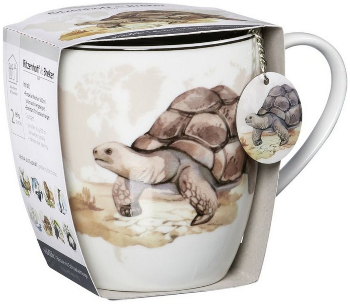 Geschenk-Set Jumbotasse mit Anhänger Wildlife - Jumbotasse mit Anhänger Schildkröte Bild 1