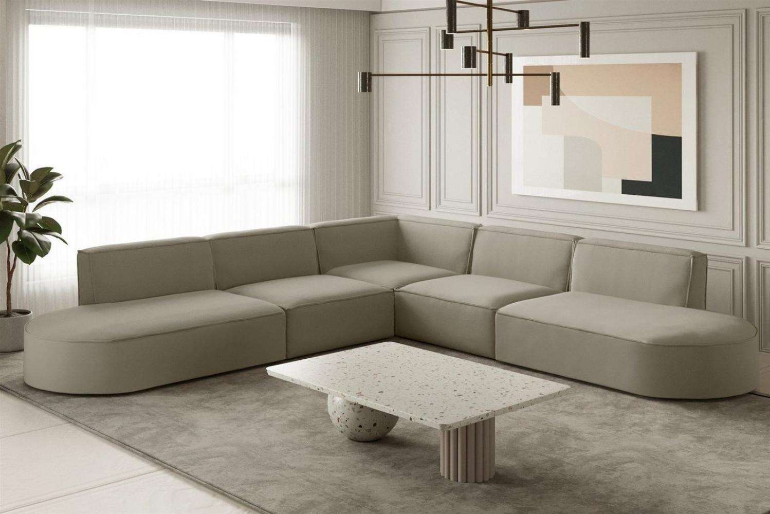 Ecksofa Designersofa PALMA in Stoff Opera Velvet Pearl Seite Universal Bild 1