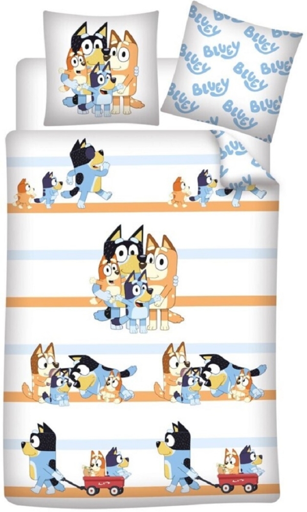 Bluey Bettwäsche Set 140x200 cm Baumwolle Kinder Jungen Mädchen Bild 1