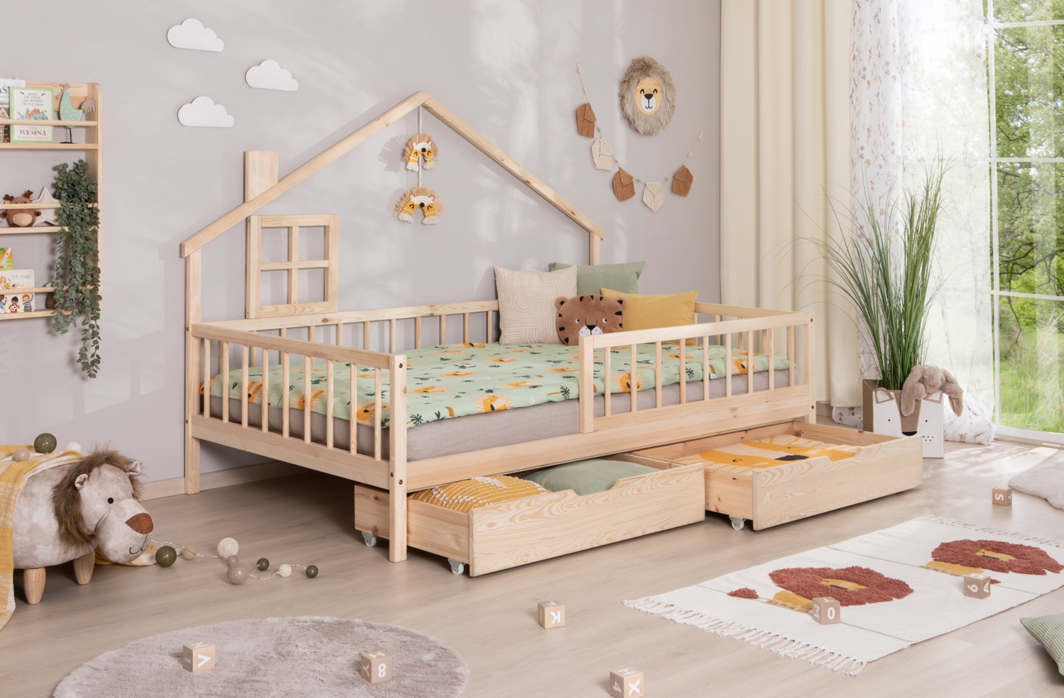 Hausbett Bodenbettt "Loki" 120x200 Kiefer Massiv Bild 1