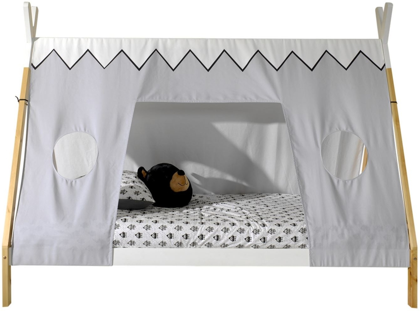 Zeltbett Karyn 4 206x98x158 Kinderbett Massivholz Weiß/natur Bild 1