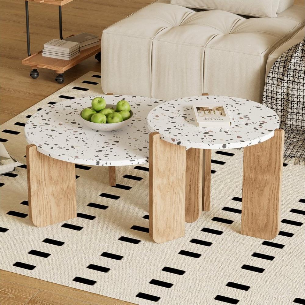 Merax Couchtisch Set Scandi, Beistelltisch Set mit Holzbeine, Satztisch Set, Wohnzimmertisch Bild 1