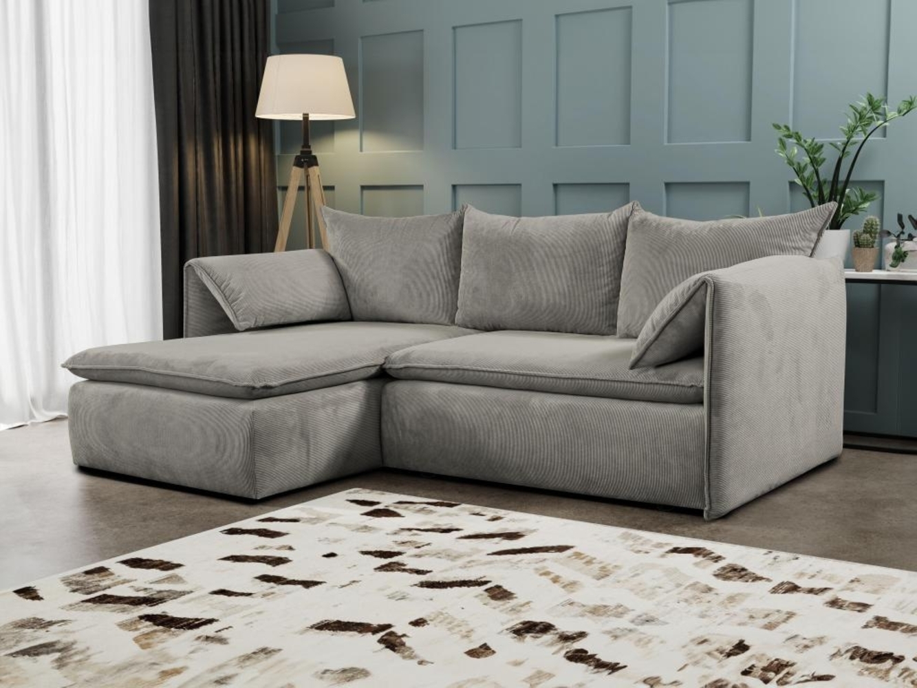 Ecksofa mit Schlaffunktion TEODORA von PASCAL MORABITO - Kord - Taupe - Ecke links Bild 1