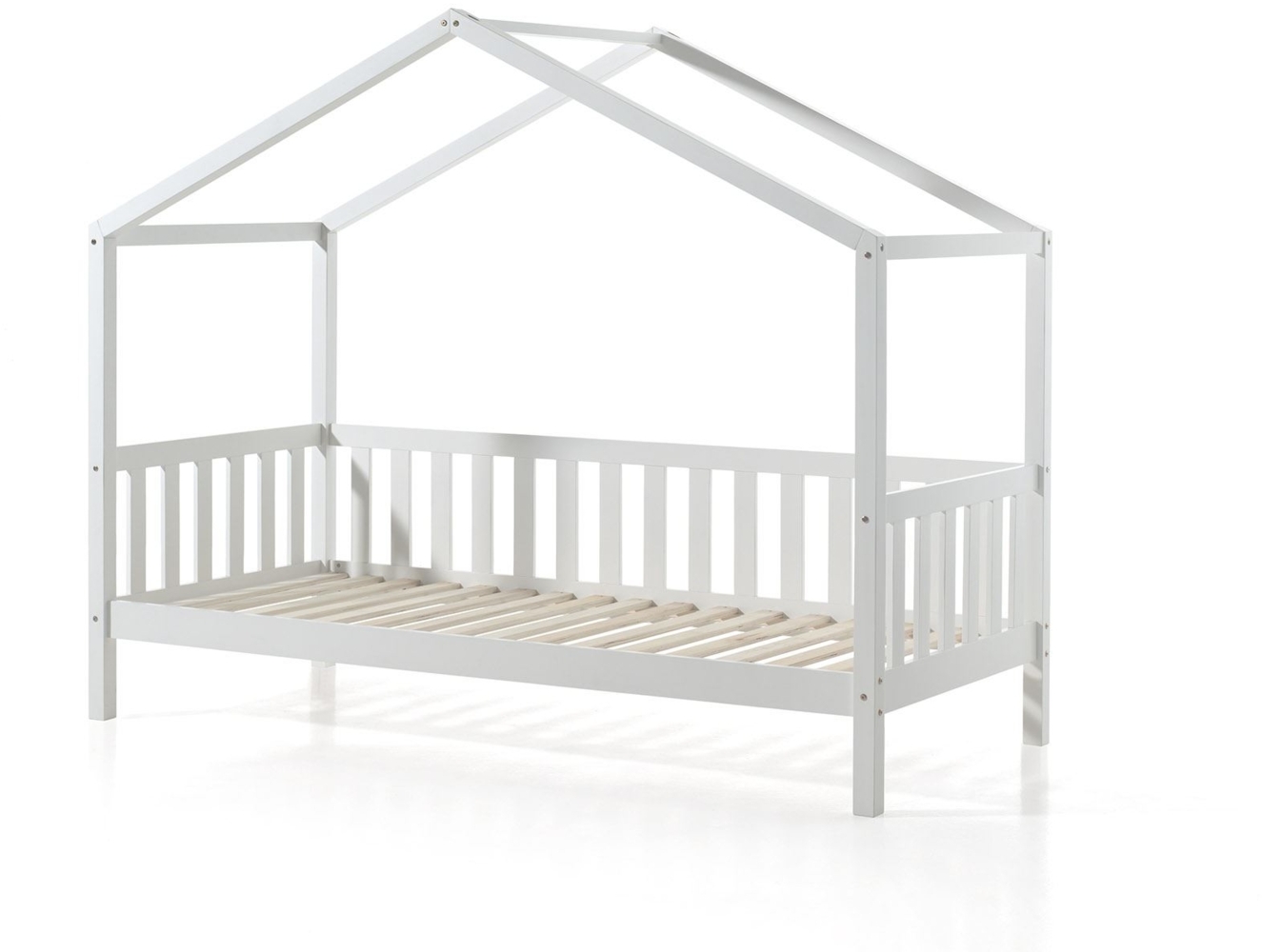 Hausbett Kapua 210x97x170 Kinderbett Massivholz Weiß Bild 1