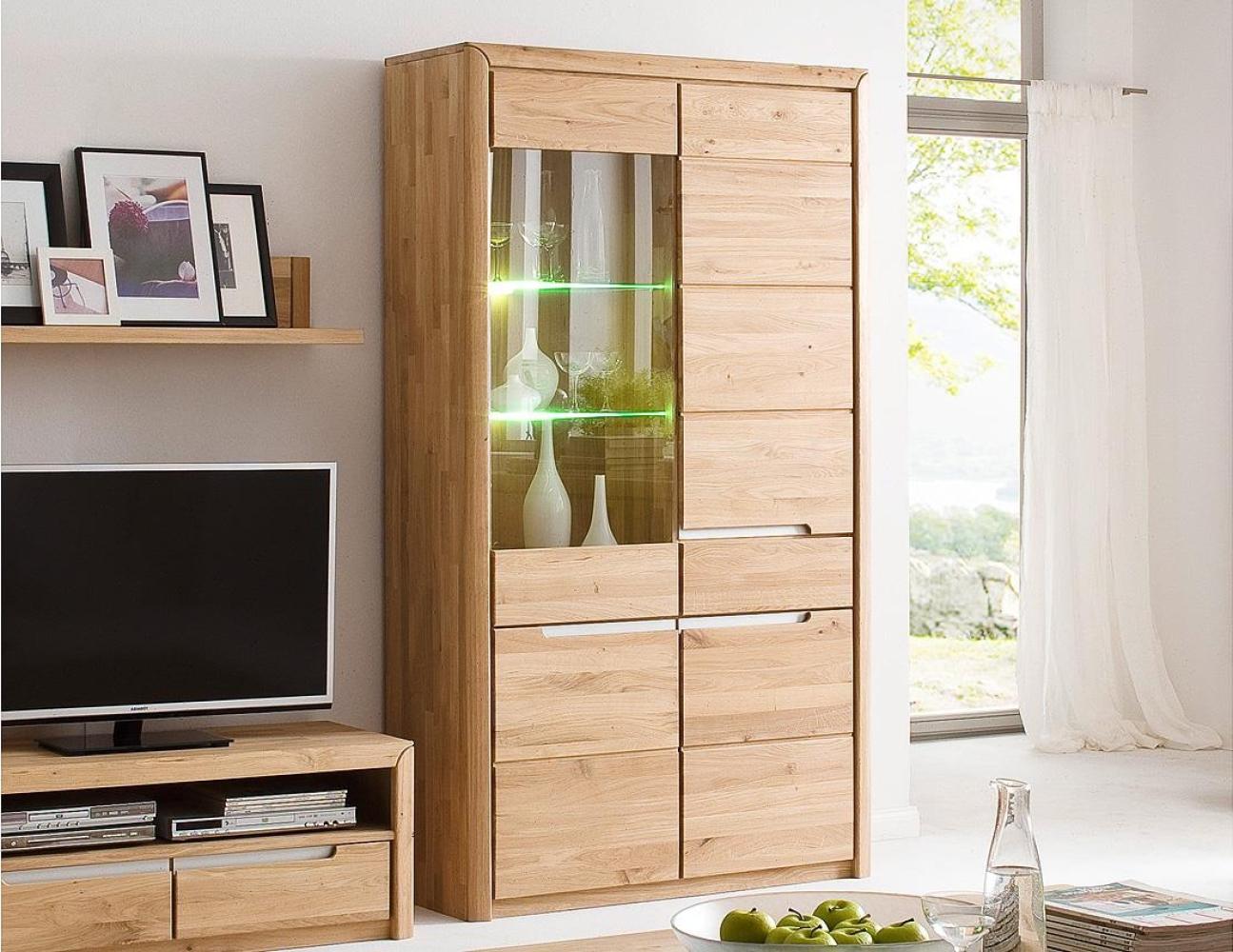 Vitrine 2 FLORENZ Wildeiche bianco massiv Softclose rechts Bild 1