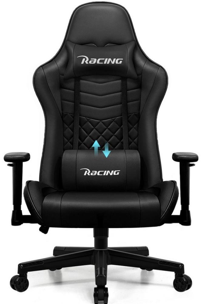 Homimaster Gaming-Stuhl Gaming Stuhl, Bürostuhl Wippfunktion bis zu 165° (Gaming Chair mit verstellbaren Lendenkissen, Armlehne und Kopfstütze), Gamer Stuhl Bequeme Sitzkissen, Gaming Stuhl 150 kg belastbarkeit Bild 1