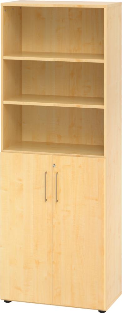 bümö Aktenregal & Schrank abschließbar, Büroschrank Regal Kombination Holz 80cm breit in Ahorn - abschließbarer Schrank für's Büro & Arbeitszimmer, Büro Möbel Ordnerschrank, 968T3-3-3-BS Bild 1