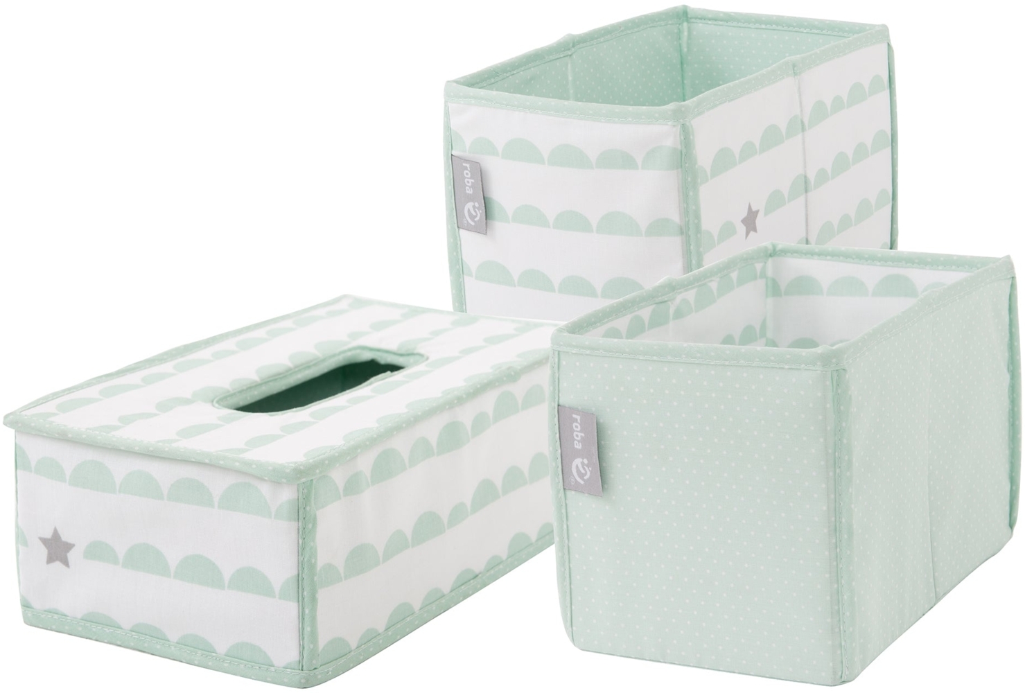 roba Pflegeorganizer-Set 'Happy Cloud' - 2 Boxen für Windeln & Zubehör - 1 Feuchttücherbox - Mint / Weiß Bild 1