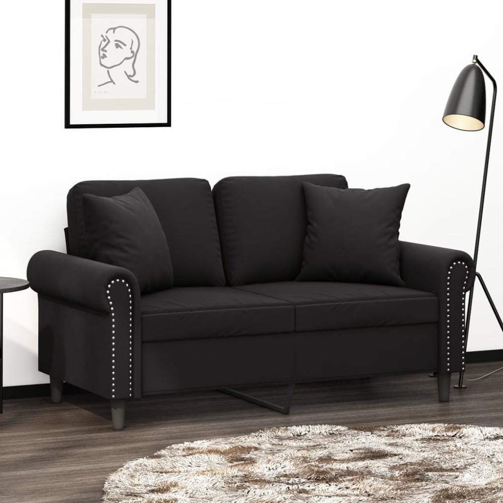 vidaXL 2-Sitzer-Sofa mit Zierkissen Schwarz 120 cm Samt 3200940 Bild 1