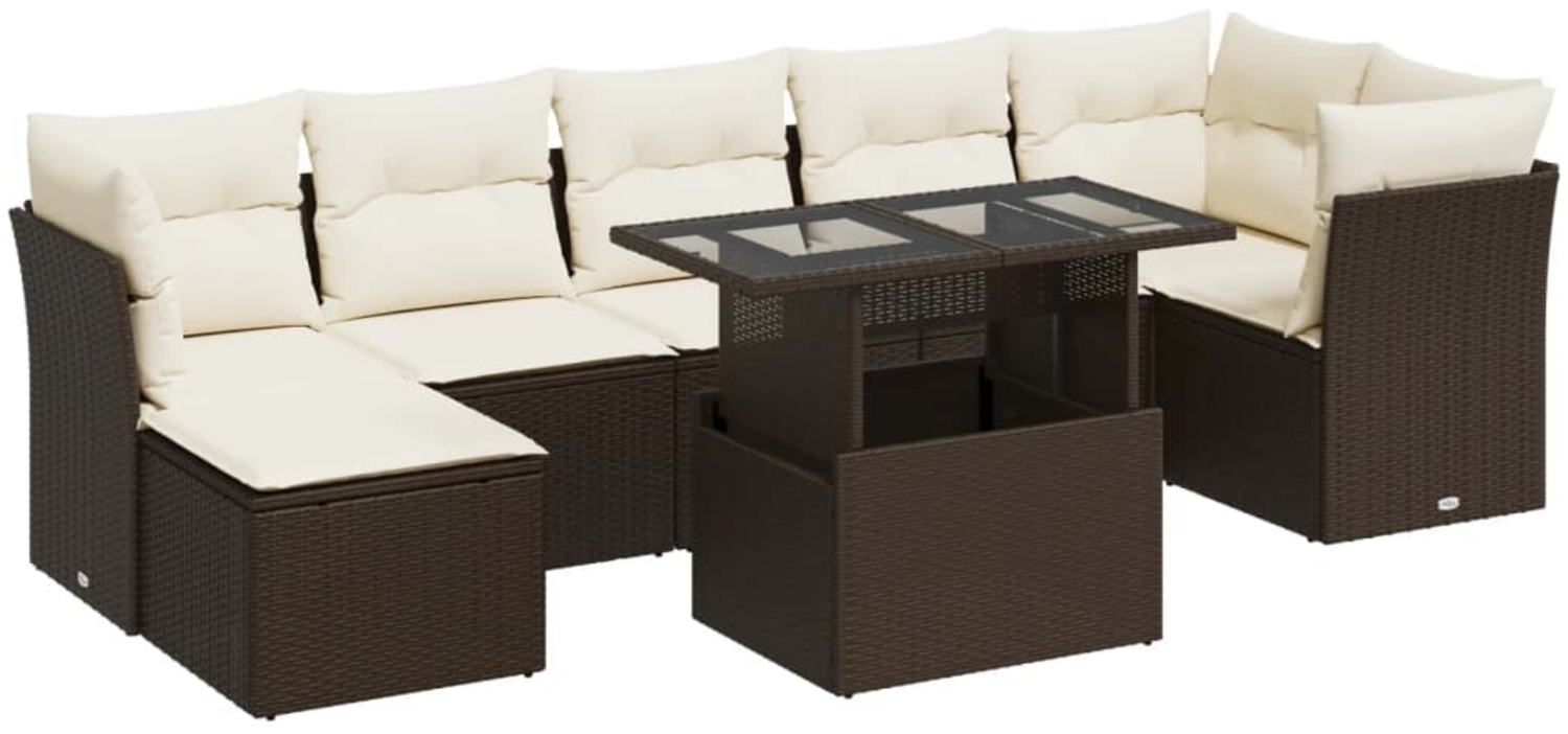 vidaXL 8-tlg. Garten-Sofagarnitur mit Kissen Braun Poly Rattan 3326204 Bild 1
