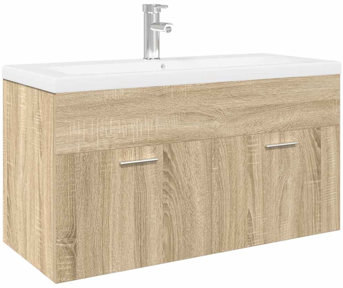 vidaXL Waschbeckenunterschrank mit Einbaubecken Sonoma-Eiche 3325016 Bild 1