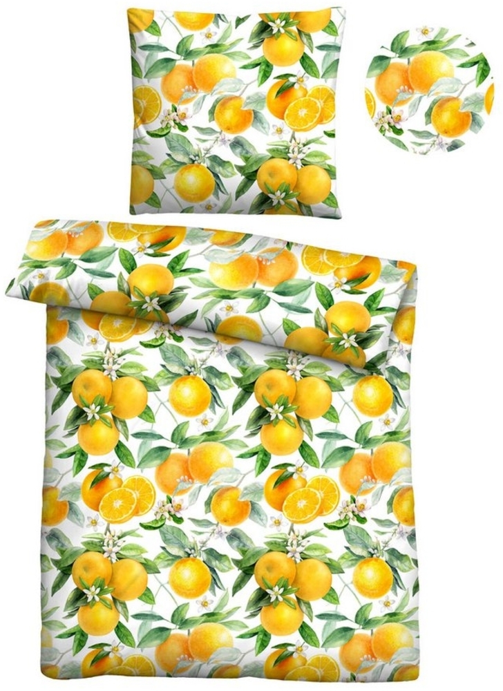 Traumhaft schlafen - Castell - Markenbettwäsche Baumwoll Seersucker Bettwäsche 0020367 ORANGE, honig, 1x 135x200 cm + 1x 80x80 cm Bild 1