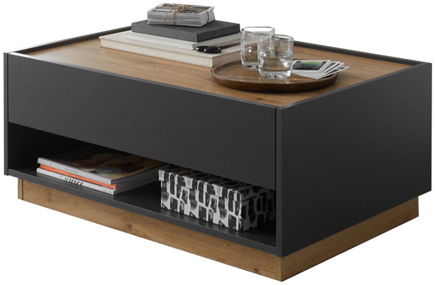 Couchtisch Cintia / City , Anthrazit, Holzfarben , 90 x 38 x 60 cm Bild 1