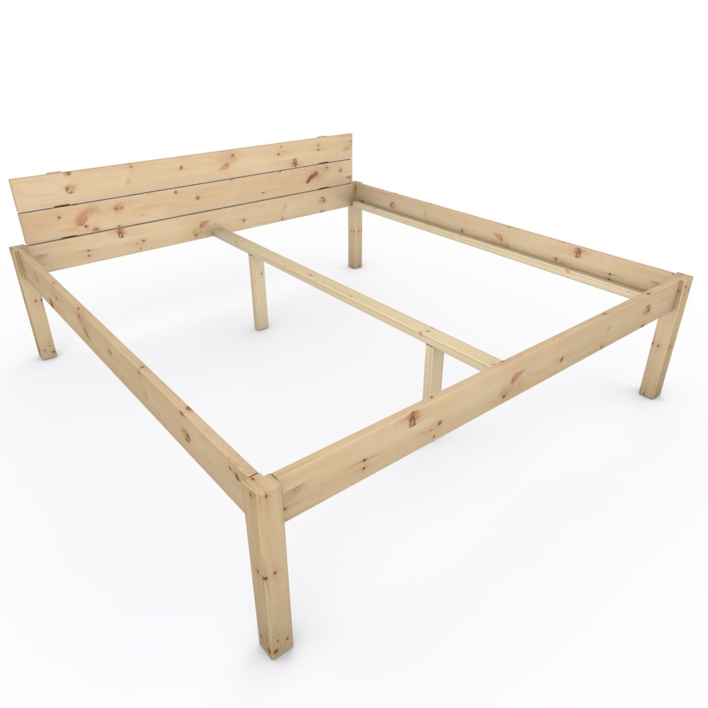 Pfostenbett "metallarm" Zirbe Holzbett "Daybett" 200 x 210cm 58cm Doppelbett Bild 1