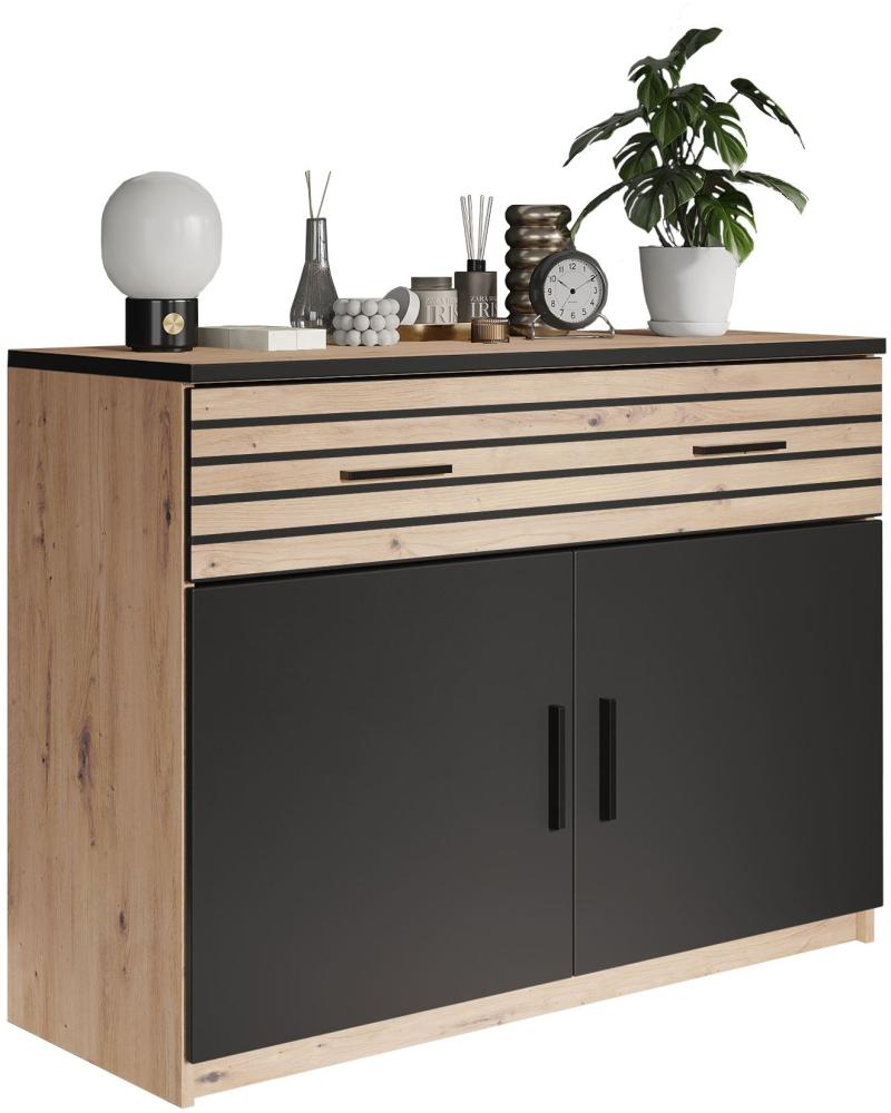 Schlafzimmerkommode Janet 103 x 83 x 41 Artisan Eiche/Schwarz 10259 Bild 1