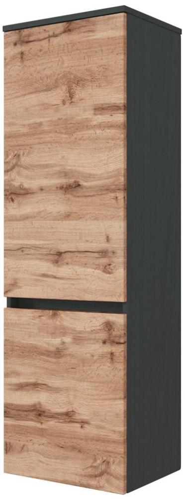 Midischrank 40 cm Badmöbel LAURIA-03 in Graphitgrau mit Wotaneiche Nb, BxHxT: ca. 40x130x35 cm Bild 1