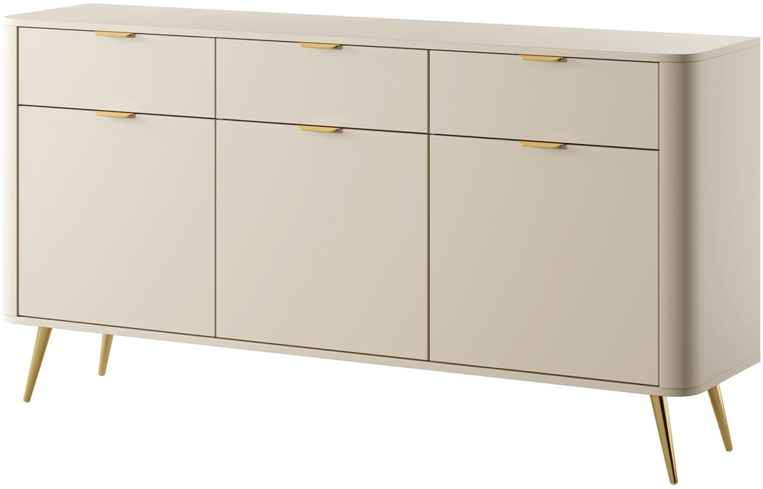 Selsey 'Oval' Sideboard 3-türig mit 3 Schubladen, beige, ca. 84 x 163 x 38 cm Bild 1