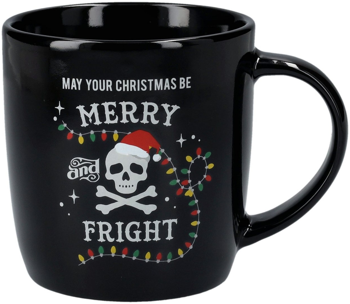 Figuren Shop GmbH Tasse Tasse Weihnachts-Totenkopf - Merry and Fright - Gothic Weihnachten, New Bone China Bild 1