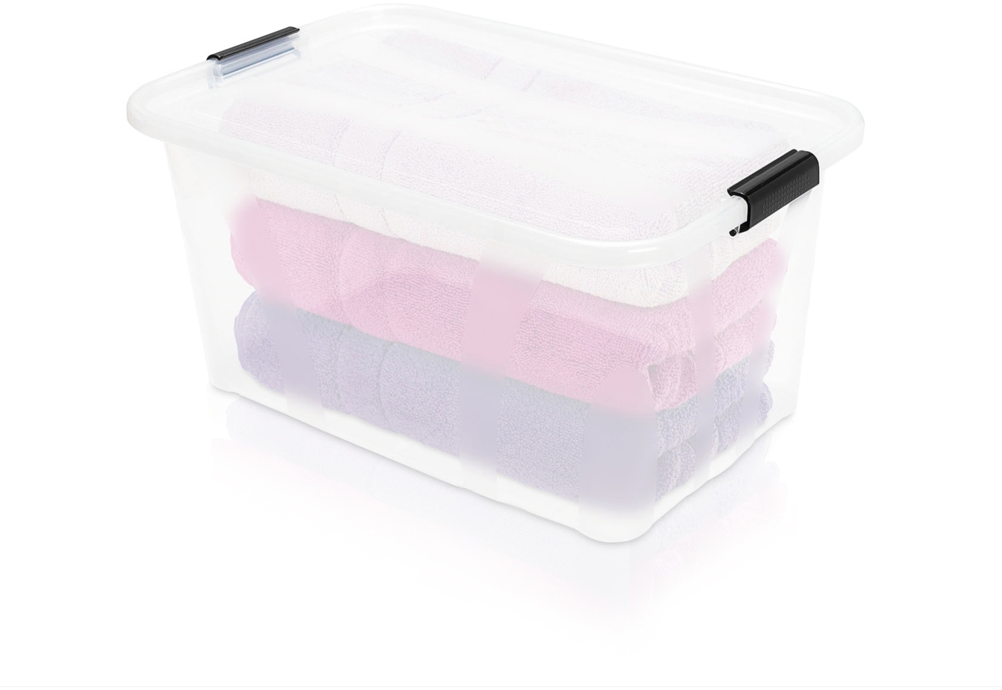 BigDean Aufbewahrungsbox mit Deckel transparent - 14L + Clipverschluss - Stapelbox Ordnungsbox Clipbox Lagerbox Box mit Deckel Storage Boxes - Klarsichtbox mit Deckel – stapelbar Schuhbox Bild 1