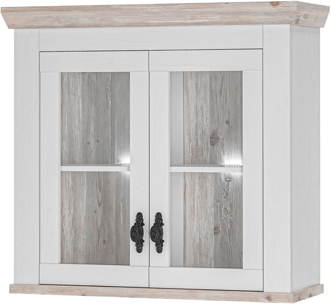 Home affaire Hängeschrank Florenz, Glashängeschrank in Pinie Weiß, Wandschrank mit verschnörkeltem Metallgriff, im Landhausstil Bild 1
