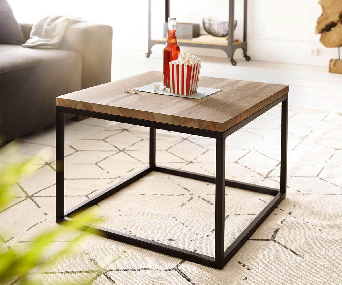 Couchtisch Tatius 60x60 cm Sheesham Natur Gestell Schwarz Bild 1