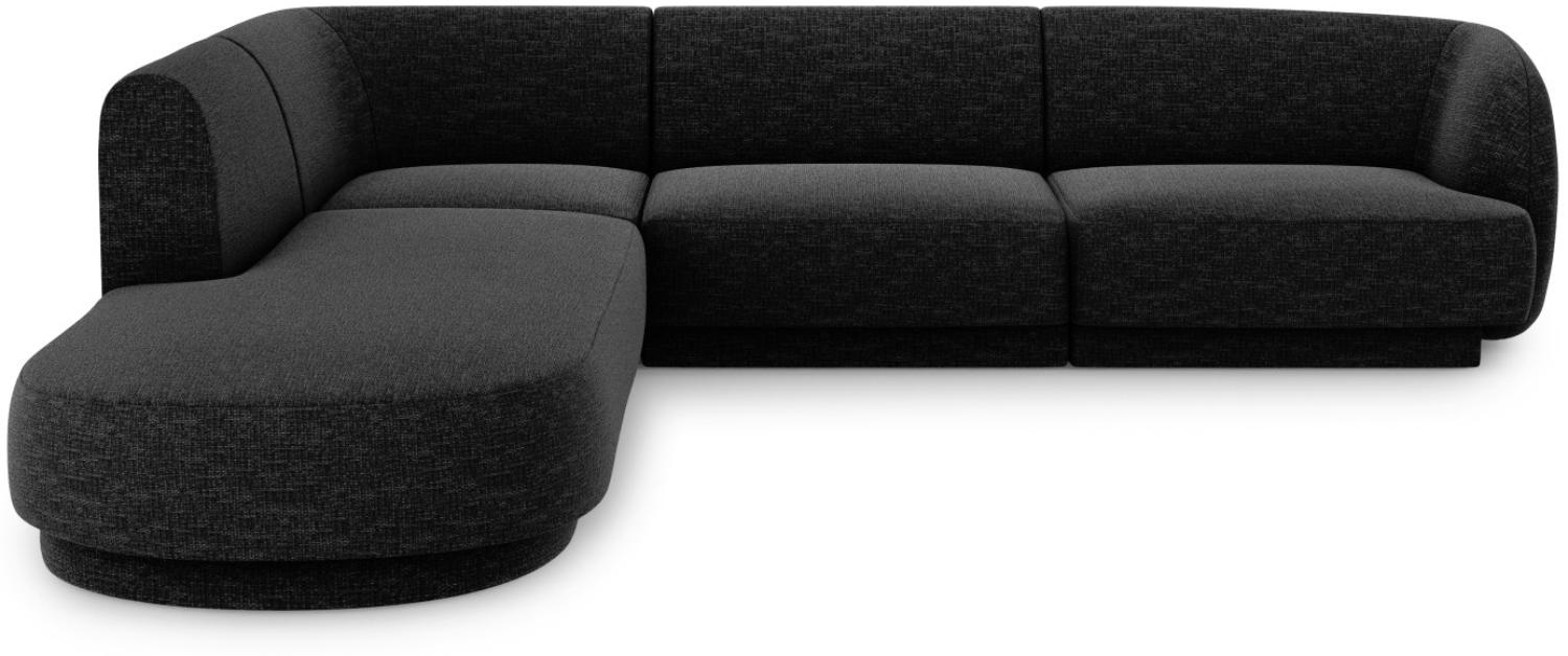 Micadoni 6-Sitzer Ecke links Sofa Miley | Beinfarbe Black Plastic, Schwarz, Chenille Bild 1