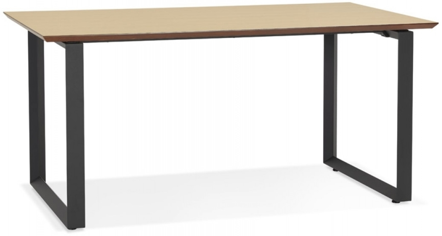 Gerader Schreibtisch GIMINI | Der große, gerade Chefschreibtisch „GIMINI“ aus Naturholz und schwarzem Metall – 180 x 90 cm – ist ein Kadima Design Bild 1