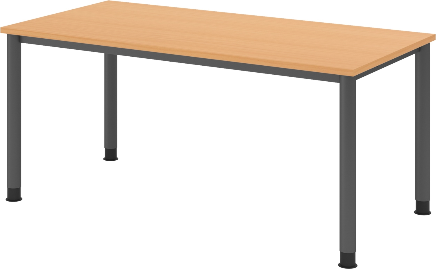 bümö höhenverstellbarer Schreibtisch H-Serie 160x80 cm in Buche, Gestell in Graphit - PC Tisch für's Büro manuell höhenverstellbar, Computertisch verstellbar, HS-16-6-G Bild 1