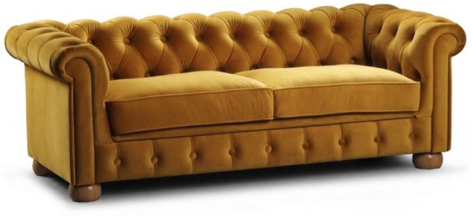 Casa Padrino Luxus Chesterfield Kindersofa Ocker / Hellbraun 152 x 67 x H. 53 cm - Chesterfield Kinderzimmer Sofa - Luxus Chesterfield Kinder Möbel Bild 1