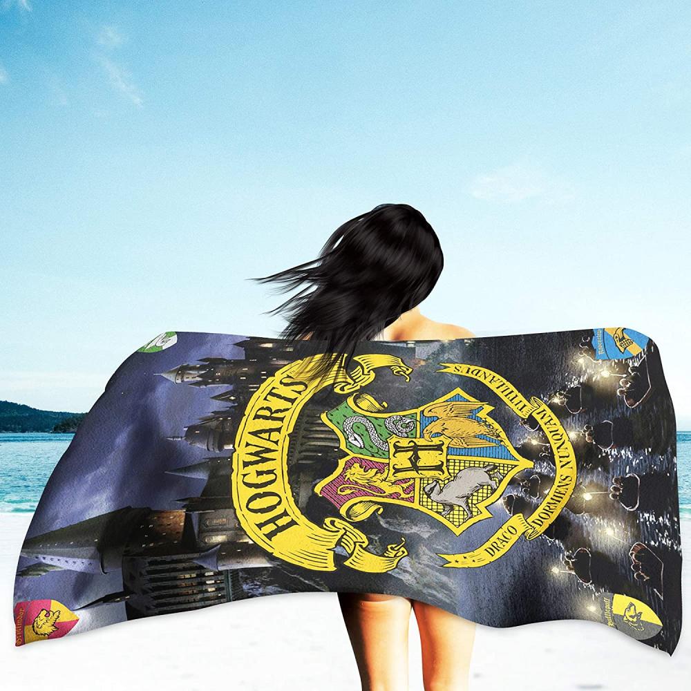 Harry Potter Badetuch Hogwarts 75 cm x 150 cm 100% Baumwolle Velours-Qualität Strandlaken Strandtuch Handtuch Badelaken Saunatuch Gryffindor Hufflepuff Ravenclaw Slytherin Ron Hermine zur Bettwäsche Bild 1