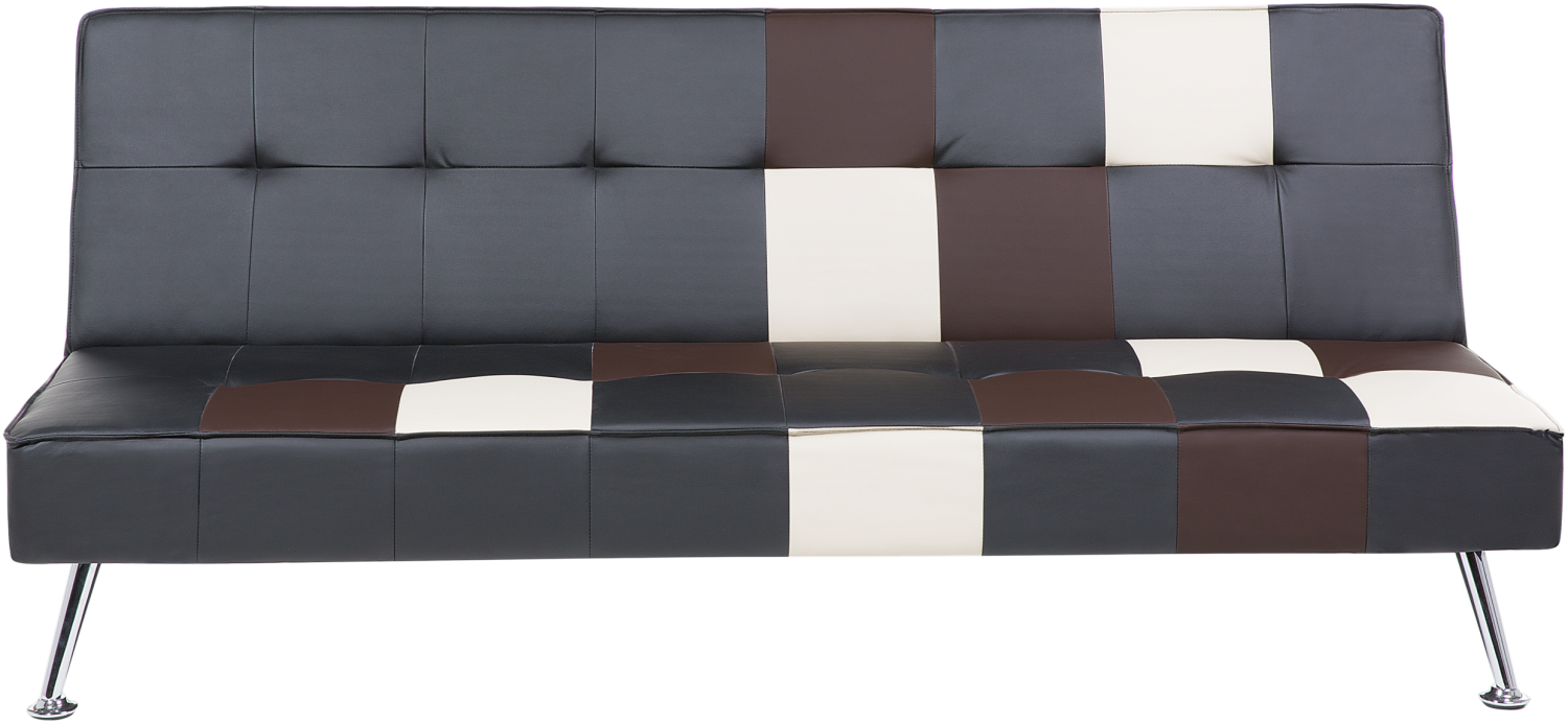 Schlafsofa 3-Sitzer Kunstleder schwarz Patchwork OLSKER Bild 1