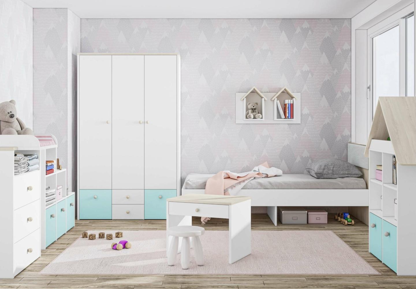 Stylefy Molli Kinderzimmer-Set V Weiß Buche Fjord Hellblau Bild 1