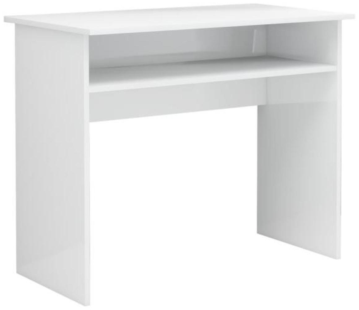 Schreibtisch Spanplatte Hochglanz-Weiß, 90 × 50 × 74 cm Bild 1