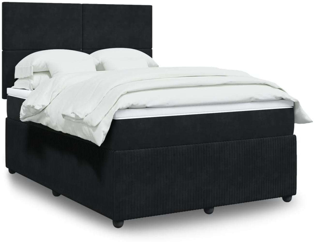 vidaXL Boxspringbett mit Matratze Schwarz 140x200 cm Samt 3294654 Bild 1