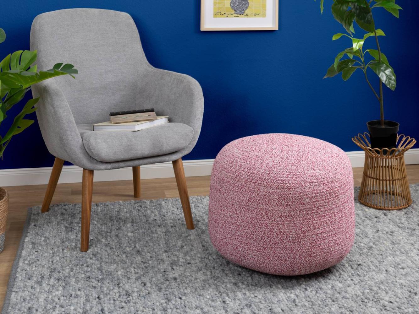 Sitzkissen Bali Pouf, Farbe: Rosa meliert, Größe: 55x55x45 cm Bild 1