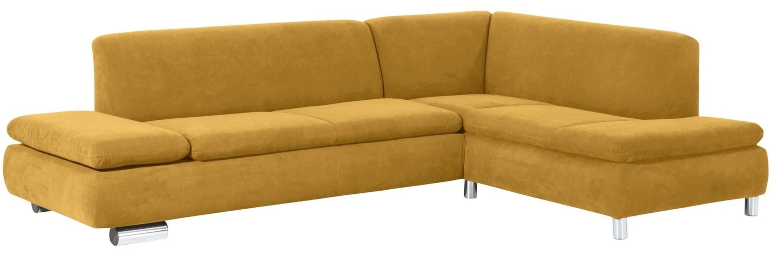 Ecksofa mit Ottomane rechts Kaye Bezug Veloursstoff Metallfuß verchromt / mais 23105 Bild 1