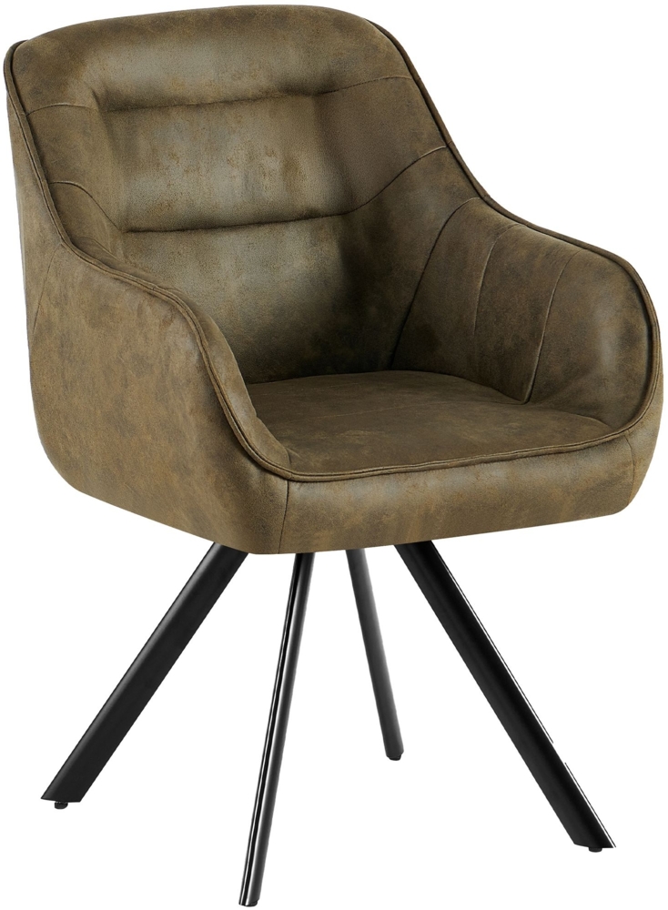 CLP Esszimmerstuhl Pettuli 180° schwenkbar gepolstert mit Rückenlehne bis 150 kg,antik-grün Kunstleder Bild 1