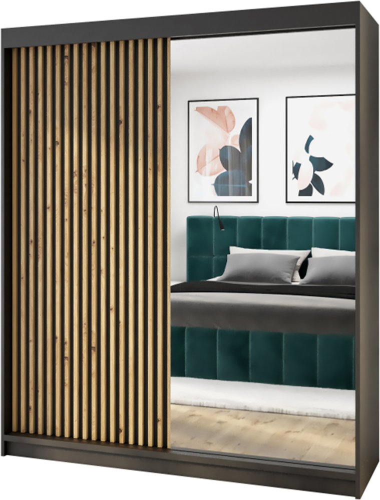 A&J MöbelLand Schwebetürenschrank MIT 2-türig Schrank mit Spiegel Bild 1