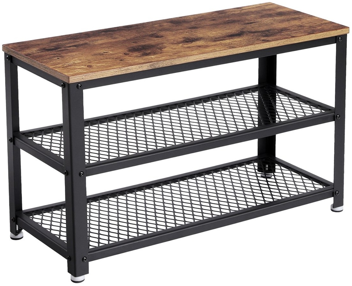 Vasagle Schuhbank mit 2 Ablagen, Holzspanplatten und Metall, vintagebraun-schwarz, 73 x 30 x 45 cm Bild 1