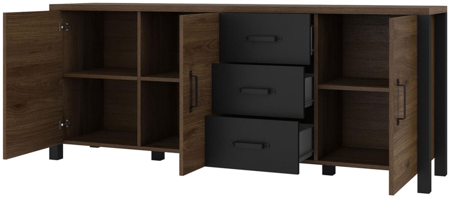 Sideboard Olin Kommode 192cm okapinussbaumfarben / schwarz supermatt Bild 1