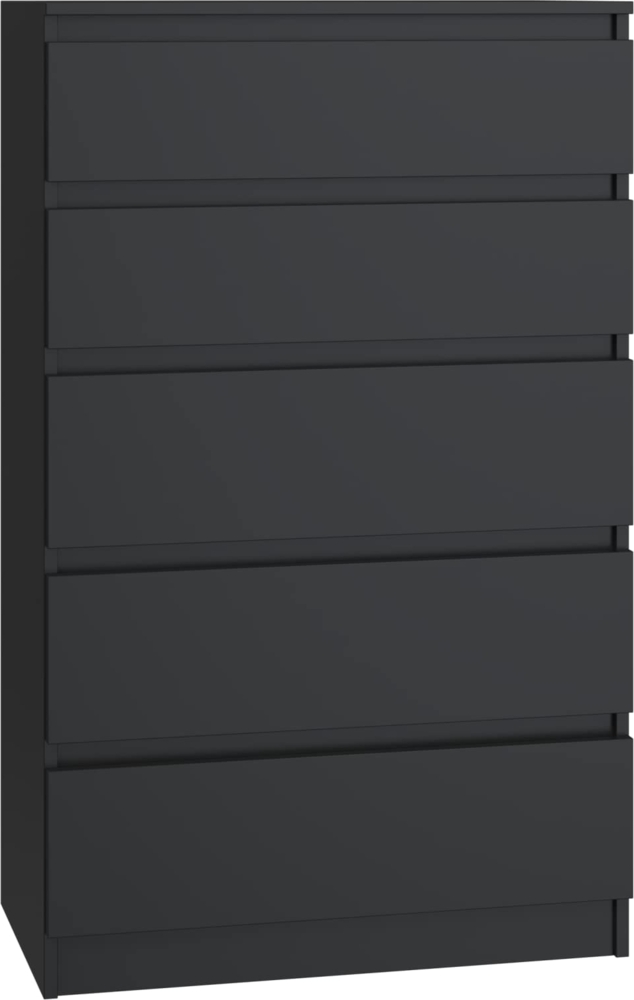 CDF Kommode Malwa M5 | Farbe: Schwarz | Schrank für Dokumente, Kleinigkeiten | Ideal für Wohnzimmer, Schlafzimmer, Kinderzimmer, Jugendzimmer und Büro | 5 geräumige Schubladen Bild 1