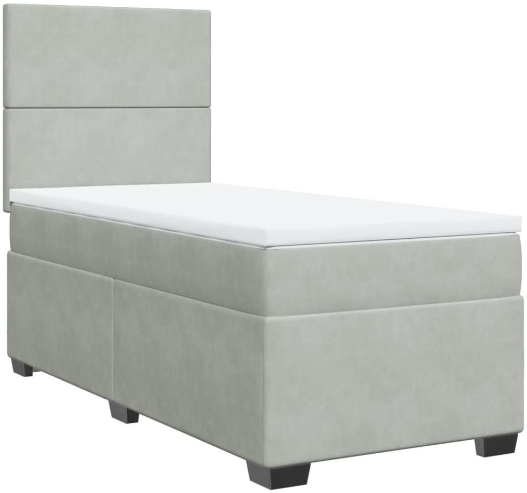vidaXL Boxspringbett mit Matratze Hellgrau 80x200 cm Samt 3290756 Bild 1