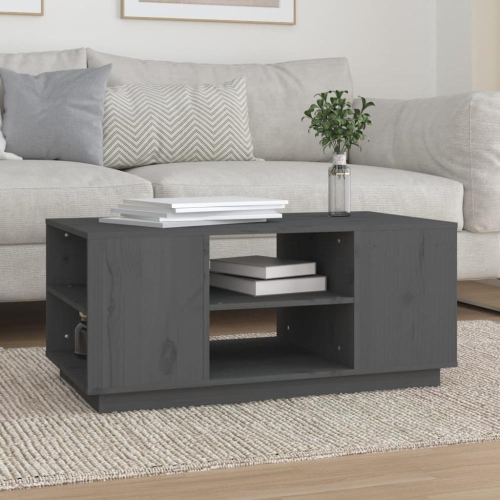 vidaXL Couchtisch Grau 90x49x40,5 cm Massivholz Kiefer 814401 Bild 1