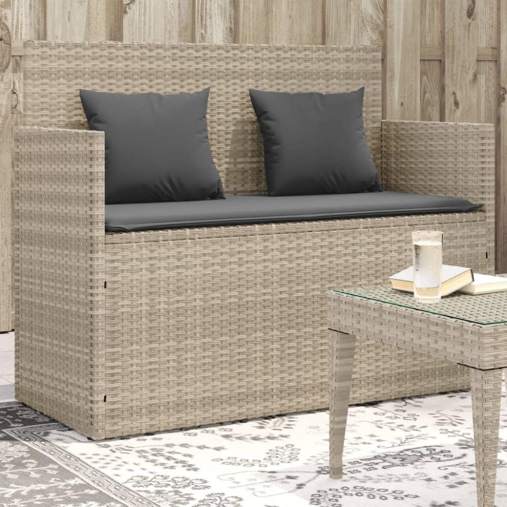 vidaXL Gartenbank mit Kissen Hellgrau Poly Rattan 365766 Bild 1