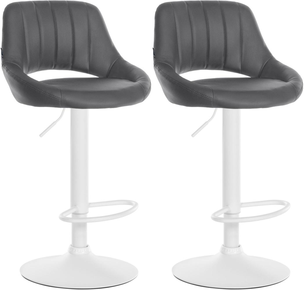 CLP 2er Set Barhocker Milet mit Kunstlederbezug,grau Metall matt weiss Bild 1