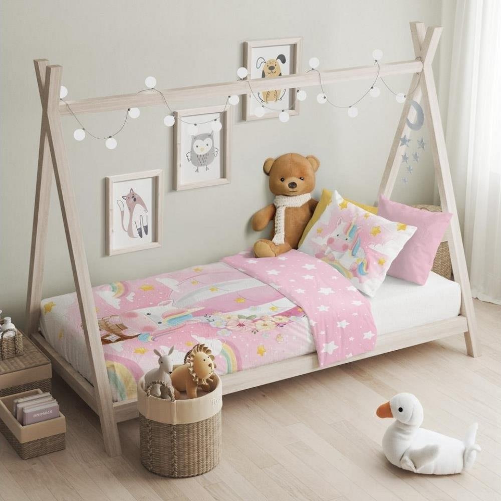 Baby Bettwäsche mit Einhorn 100x135 cm 100% Baumwolle Bild 1